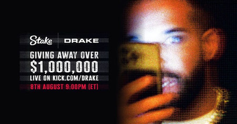 Stake x Drake Kick livestream $1 million anniversary giveaway