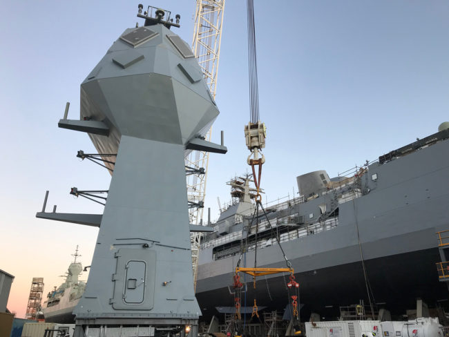 HMAS Anzac mast lift 2019_1