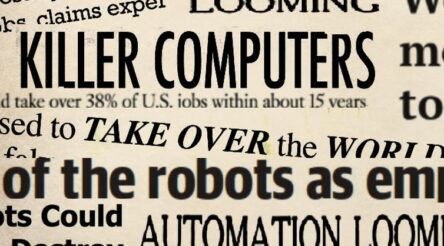 Image for Behind those headlines. Why not to rely on claims robots threaten half our jobs