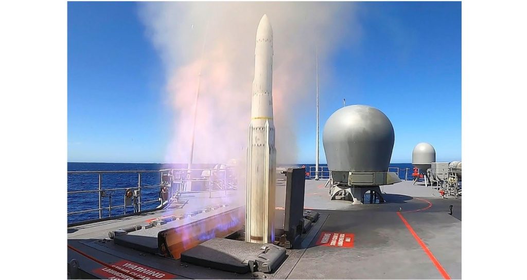 HMAS Arunta's first SAM missile firing - picture