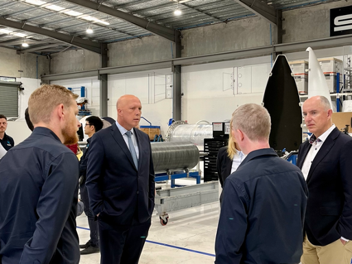 Defence Minister Peter Dutton with the team from Gilmour Space Technologies