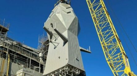 Image for Hunter frigate mast begins to takes shape