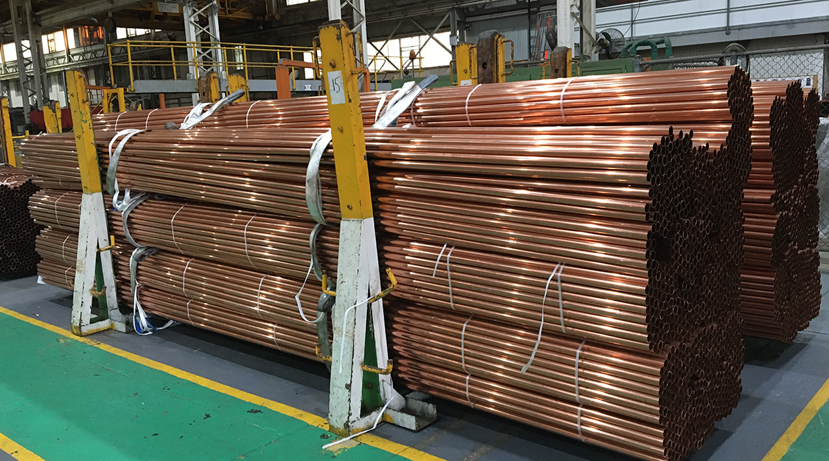Workers union copper pipes